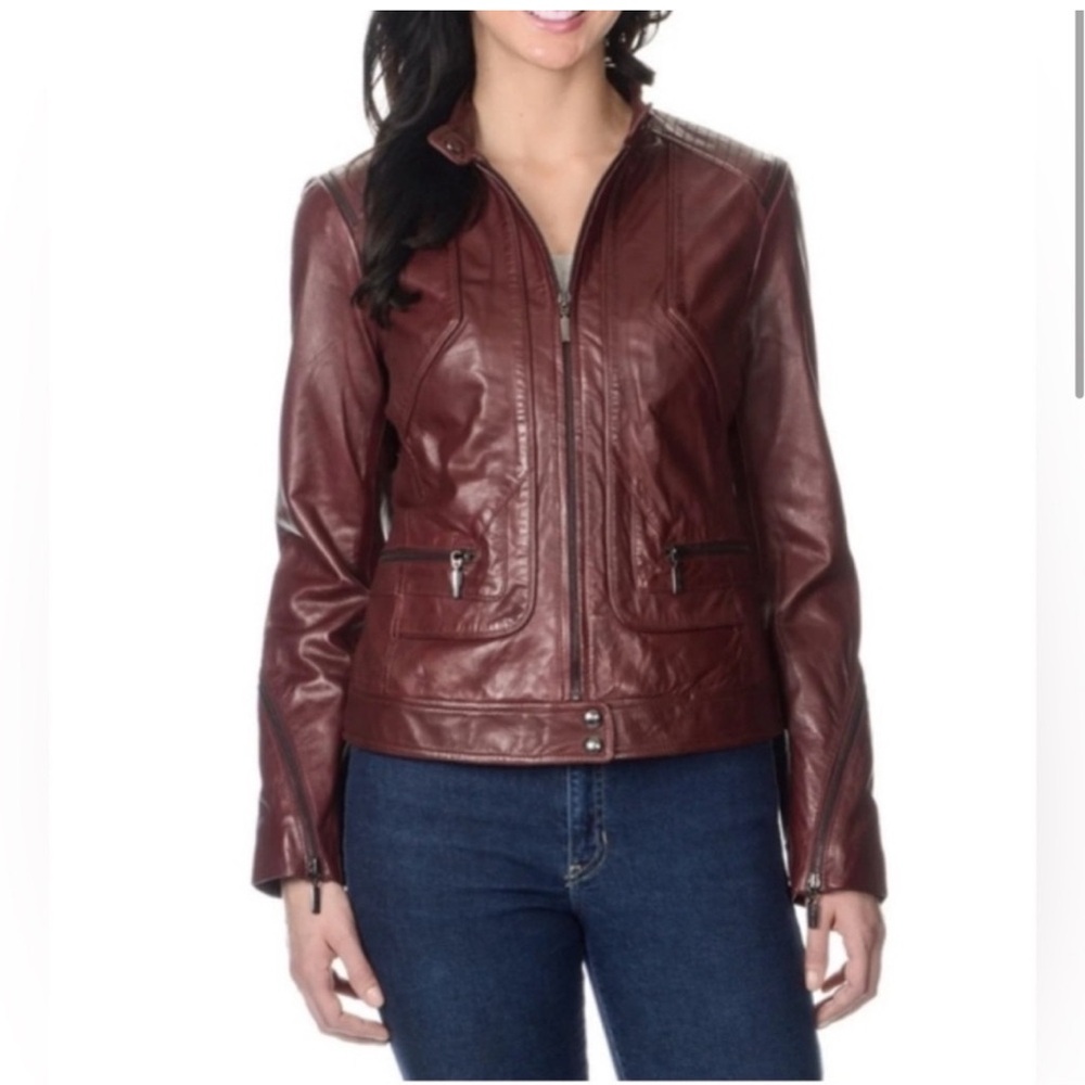 Bernardo Rich Burgundy Leather Jacket